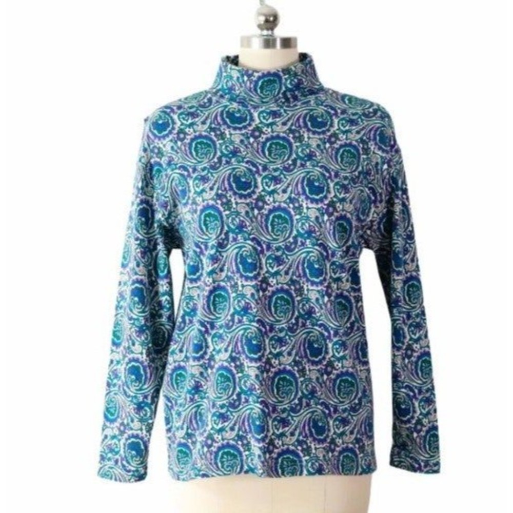 Hunt Club Vintage 90s Psychedelic Paisley Print Turtleneck Top